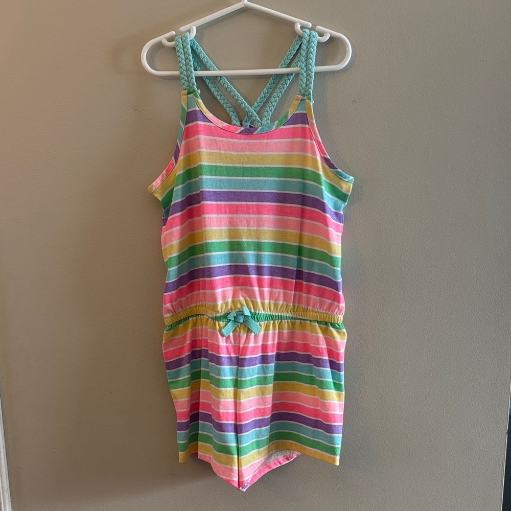 Cynthia Rowley Colourful Rainbow Striped Braided Strap Shorts Romper Sz 11/12
